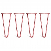 Low Coffee Table Hairpin Legs – Steel – Red – 30cm – 2 Rod Design – 10mm – Classic – Pack Of 4 – The Hairpin Leg Company