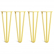 Coffee Table Hairpin Legs – Steel – Yellow – 35cm – 3 Rod Design – 10mm – Classic – Pack Of 4 – The Hairpin Leg Company