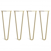 Coffee Table Hairpin Legs – Steel – Brass – 35cm – 2 Rod Design – 10mm – Classic – Pack Of 4 – The Hairpin Leg Company