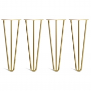 Coffee Table Hairpin Legs – Steel – Brass – 35cm – 3 Rod Design – 10mm – Classic – Pack Of 4 – The Hairpin Leg Company