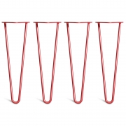 Hairpin Bench Legs – Steel – Red – 40cm – 2 Rod Design – 10mm – Classic – Pack Of 4 – The Hairpin Leg Company