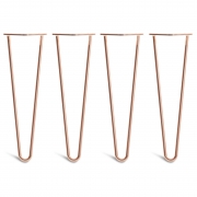 Hairpin Bench Legs – Steel – Copper – 40cm – 2 Rod Design – 10mm – Classic – Pack Of 4 – The Hairpin Leg Company