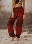 High Cut Harem Pants – Striped – Orange & Black – Small – The Karmic Chameleon