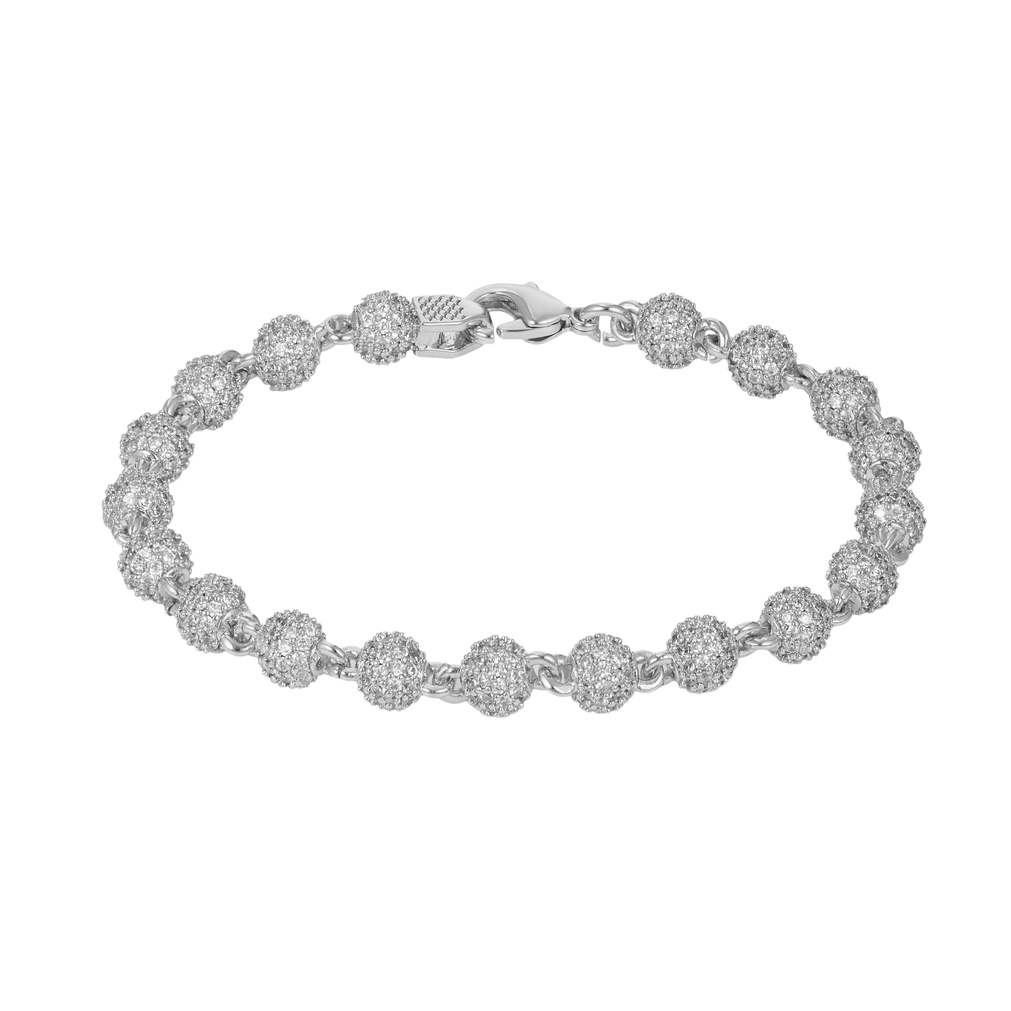 6mm Iced Ball Bracelet – White Gold, 7 INCH – Zenchii6mm Iced Ball Bracelet – White Gold, 7 INCH – Zenchii