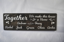 Wooden custom wall Sign light oak – Together we make – Forth Craft & Designs