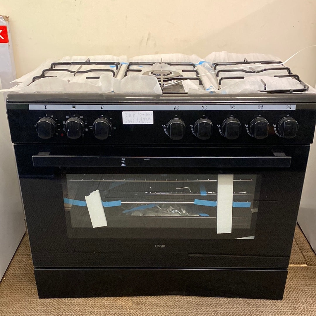 LOGIK LFTG90B18 90 cm Dual Fuel Range Cooker – Black – Shop At Home