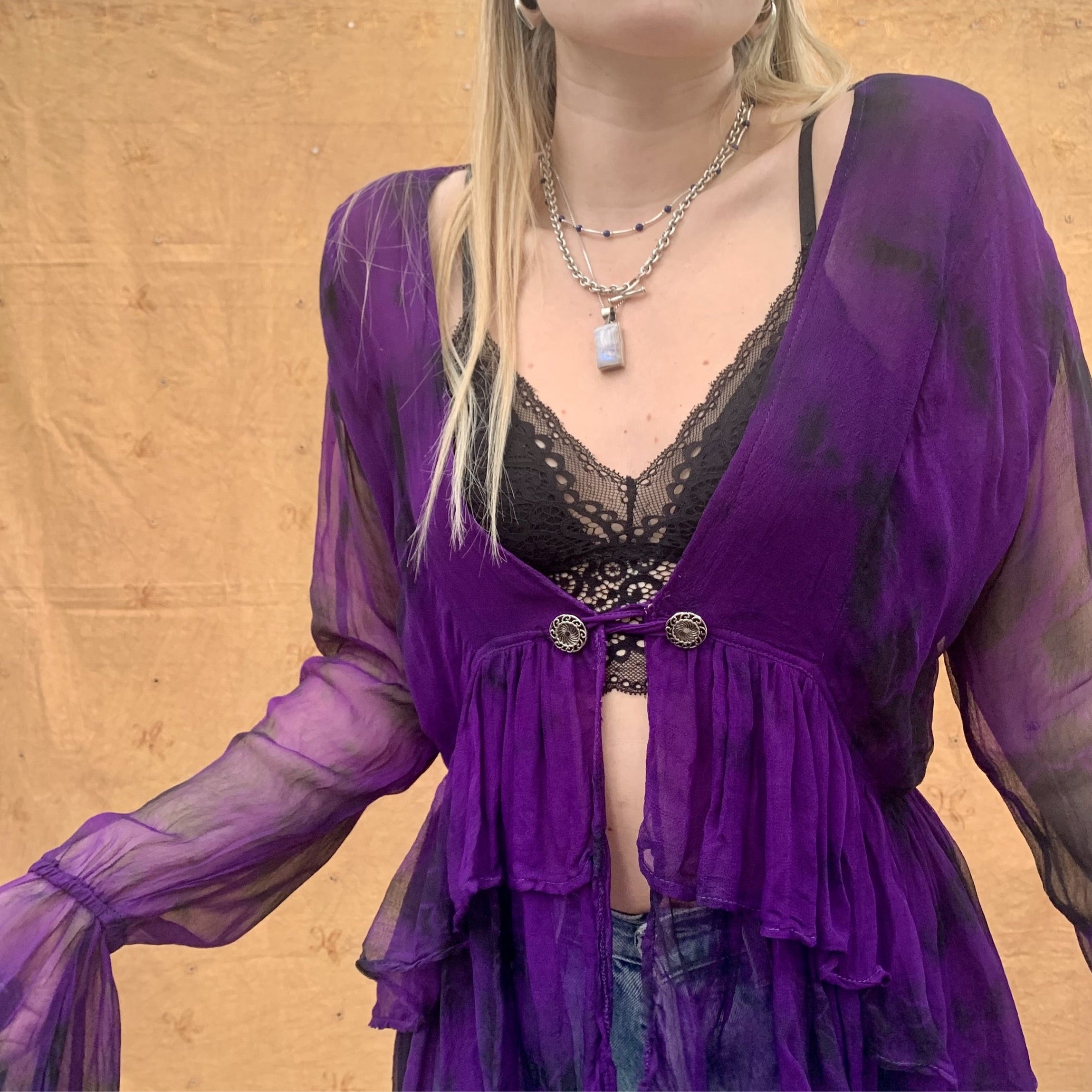 Bell Sleeve Chiffon Peplum Top – Portobello Vintage Market