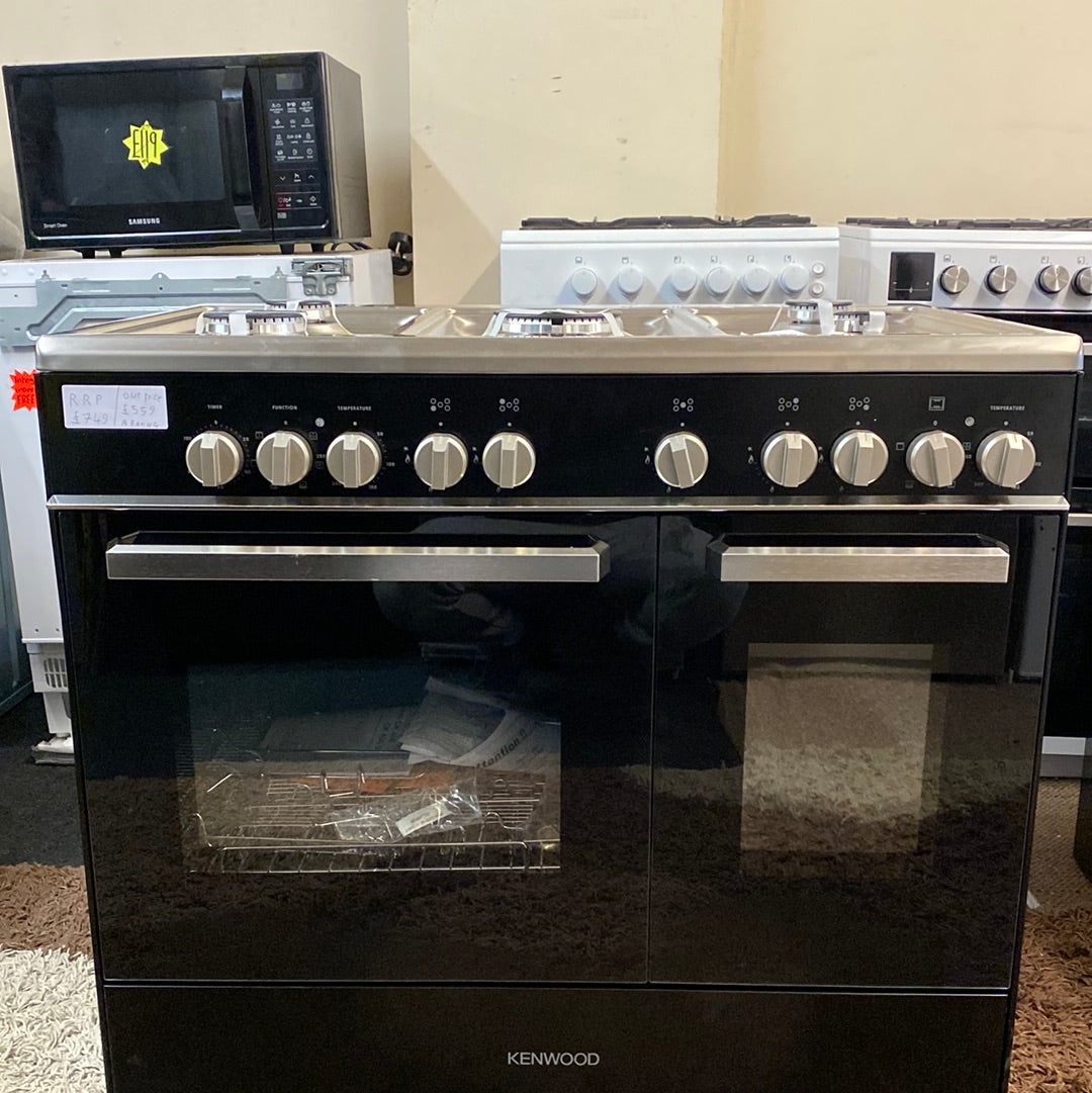 KENWOOD CK406 90 cm Dual Fuel Range Cooker – Black & Chrome – Shop At Home