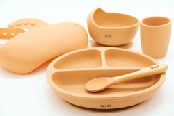 Baby Weaning Set | Silicone Weaning Kit | Buy Online | UK | Inoby Apricot