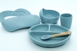 Baby Weaning Set | Silicone Weaning Kit | Buy Online | UK | Inoby Dusky Blue