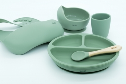 Baby Weaning Set | Silicone Weaning Kit | Buy Online | UK | Inoby Sage Green