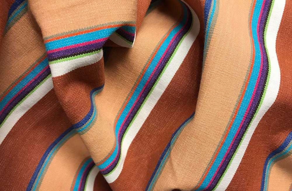 Chestnut and Peach Striped Fabric