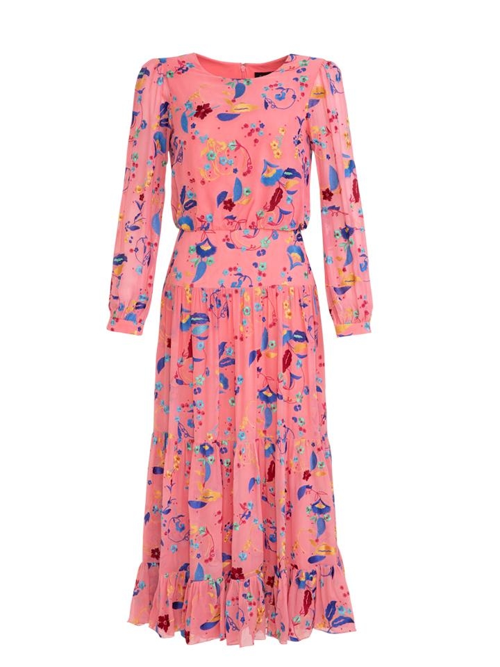 Saloni London – Isabel Dress in Rose Holi Vines – Rose – UK 4 – Silk