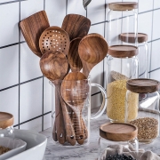 Teak Kitchen Utensils Set – Brown – Wood – The Trouvailles