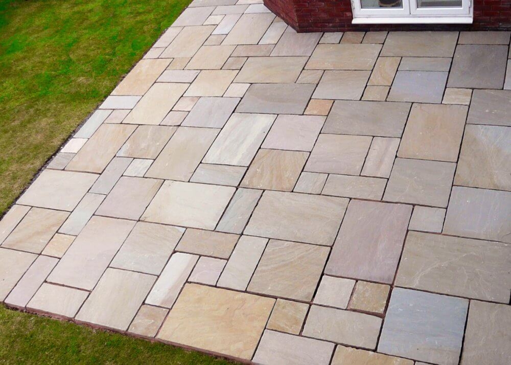 Camel Dust 900x600mm Paving Stone Pack 22mm Calibrated 18.5m² – Indian Sandstone – £19.68 Per M² – Infinite Paving