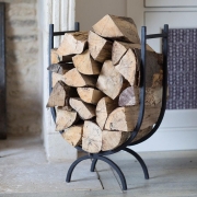 Large Rustic Wrought Iron Log Holder