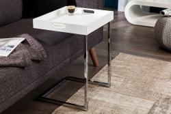 Side Table Ciano Tray 40cm White Chrome – Creation Furniture