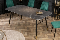 Dining Table Milano 140cm Glass Black Marble Look – Creation Furniture