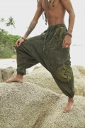 Harem Pants – Stonewash Ohm – Green – The Karmic Chameleon