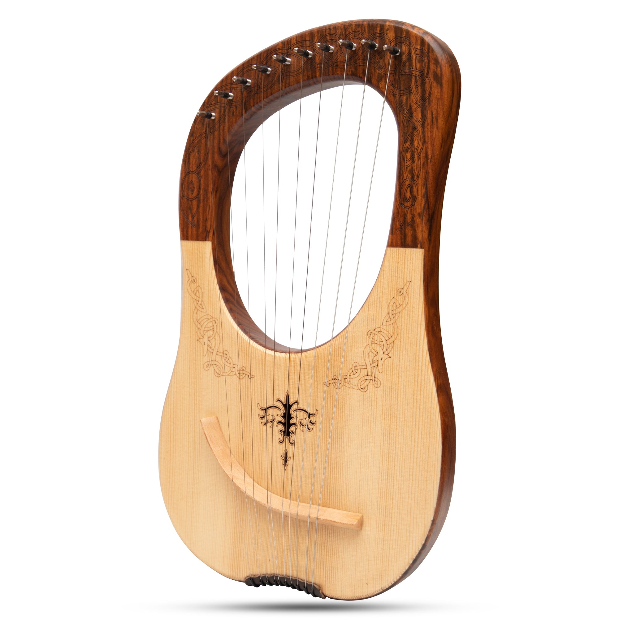 MUZIKKON LYRE HARP, 10 STRING ROSEWOOD ENGRAVED – Muzikkon