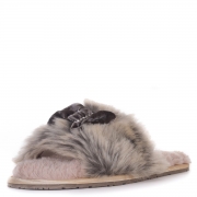 Nadine Luxury Faux Fur Slider Slippers – Small – Gingerbread – Women’s – Bedroom Athletics