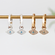 Gold Plated Or Silver Crystal Evil Eye Hoop Earrings – Hurley Burley