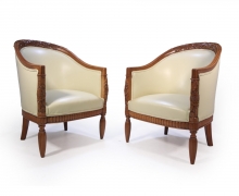 Pair of Carved Pear French Art Deco Armchairs – The Furniture Rooms