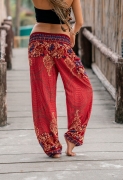 High Cut Harem Pants – Paisley Print – Peach – XS – The Karmic Chameleon