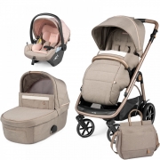 Peg Perego Veloce 3 in 1 Lounge Modular Travel System Bundle- Mon Amour – IP2600GB00BA36P129-P4 i-Size Isofix Base – Backpack Changing Bag – For Your