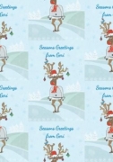 Personalised Christmas Wrapping Paper With A Traditional Illustrated Rudolph The Red Nosed Reindeer On A Winter Scene Background