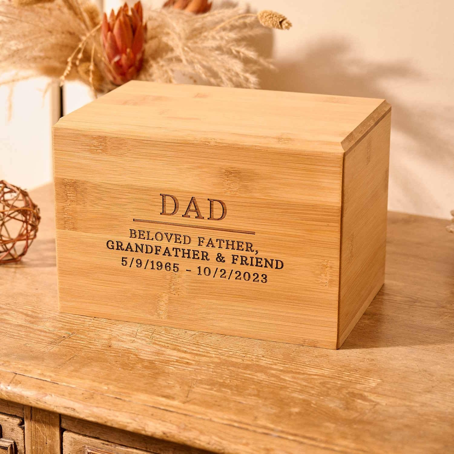 Personalised Wooden Urn for Ashes – Thicket Memorials UK Ash Size 1 – Thicket Memorials