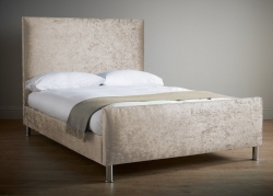 Portabello – Plano King Bed – Cream Zagros Velvet King – High Quality Crush Velvet – Cream – Crush Velvet