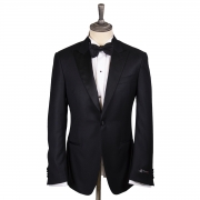 Robert Old Mens Black Micro-Pattern Wool & Silk Tuxedo – 58 – Robert Old & Co