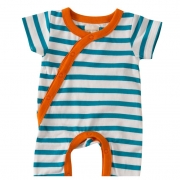 Pigeon Organics Short Summer Romper In Breton Blue – 0-3m