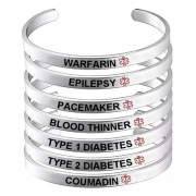 Adjustable Stainless Steel Medical Alert Bangle Type 1 Diabetes – Personalised Medical