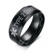 Diabetic Type 1 + Type 2 Medical Alert Rings P 1/2 (US 8) / Type 2 – Personalised Medical