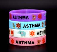 Kids Asthma Awareness Silicone Wristbands White – Personalised Medical