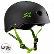 S1 Lifer Lit Scooter Helmet Matt Black Green Strap Large – Ripped Knees