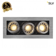 SLV KADUX 3 GU10 downlight, square , alu brushed, max. 3x50W 115536