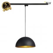 SLV FORCHINI M pendant, 40cm, round, black/gold, E27, with black 3-circuit adapter 153130