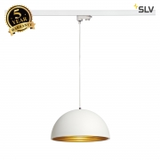 SLV FORCHINI M pendant, 40cm, round, white/gold, E27, with white 3-circuit adapter 153131