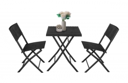 Rattan Garden 3 Piece Bistro Set – Black – The Online Sofa Shop