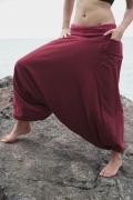 Fleece Lined Harem Pants – Plain – Maroon – The Karmic Chameleon