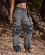 High Cut Harem Pants – Striped – Blue – Small – The Karmic Chameleon